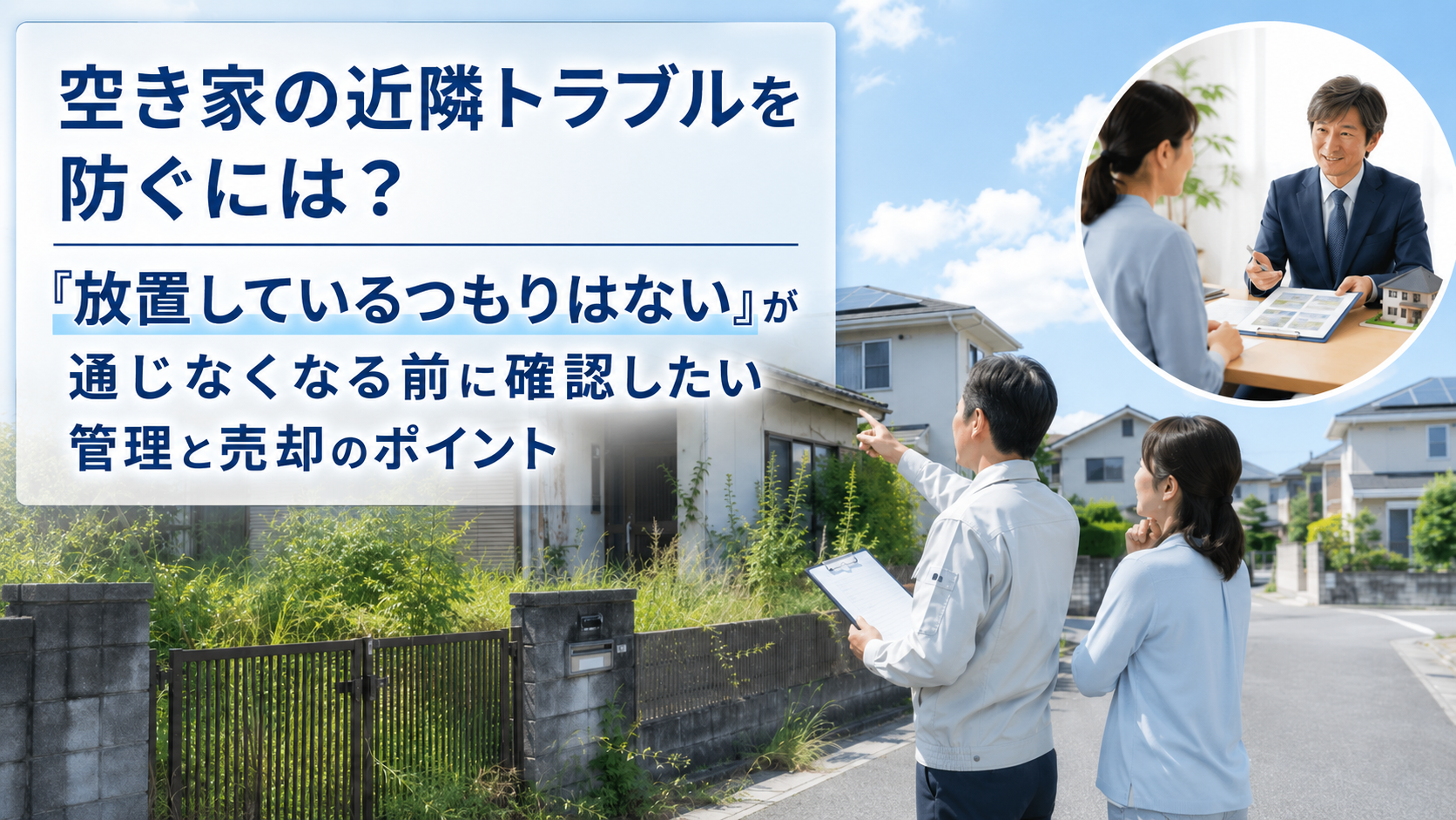 空き家の近隣トラブルを防ぐには？「放置しているつもりはない」が通じなくなる前に確認したい管理と売却のポイント